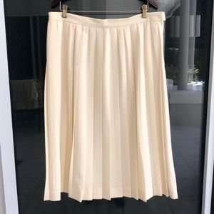 Pleated Wool Boucle Skirt sz20 Lined Cream Talbots